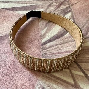 Metallic Beaded Wide Headband - Champagne (NWOT)